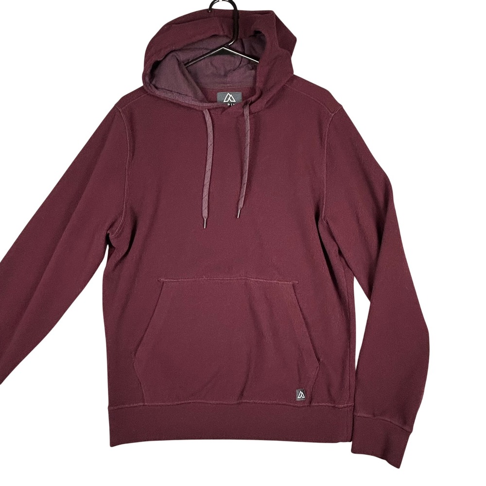Alpine Design Mens Fleece Hoodie Burgundy Pullover Kangaroo Pocket Small